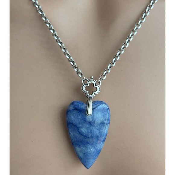 Brighton Silver Plated TOLEDO WITH LOVE Blue Quartz Heart Pendant Necklace - Picture 6 of 6